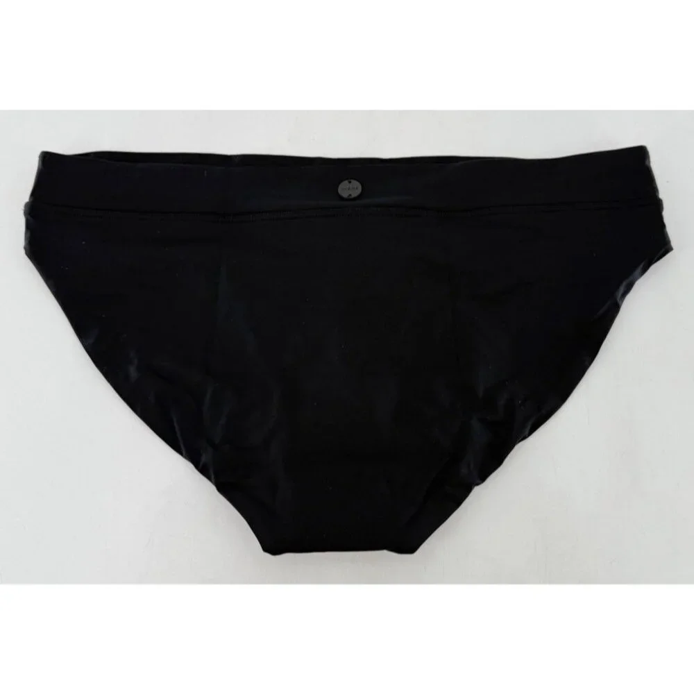 NWT prAna Summer Wave Black Bikini‎ Swim Bottoms Sz Medium Minimalist